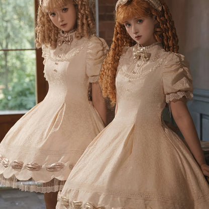 Dream Poem Sweet Classic Lolita OP Dress with Apron Two-Piece