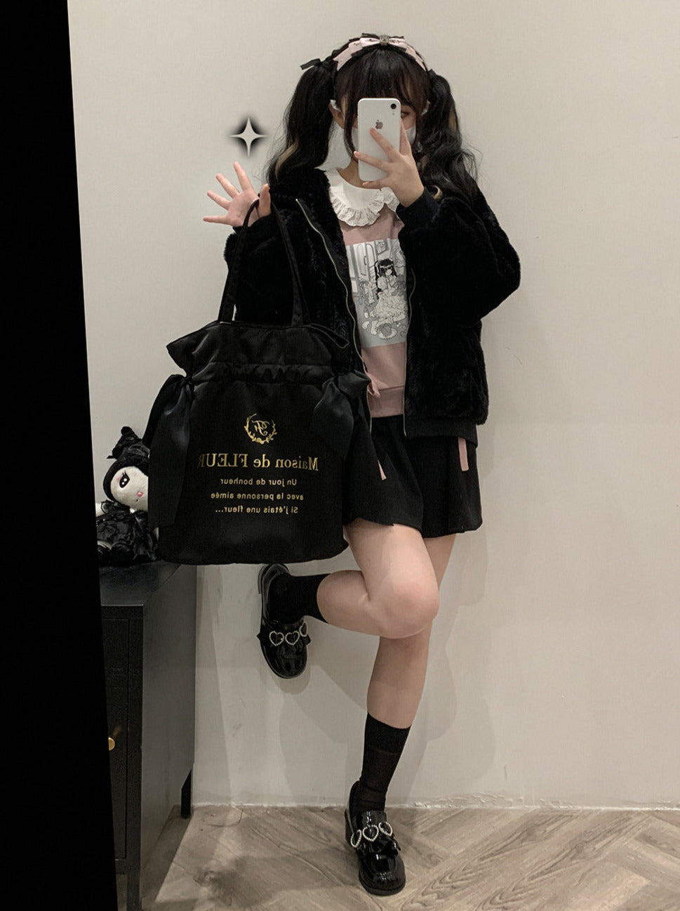 Kapuzen-Plüschpelzmantel