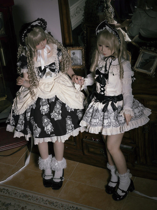 ドレスセット ナイト刺繍人形プリント