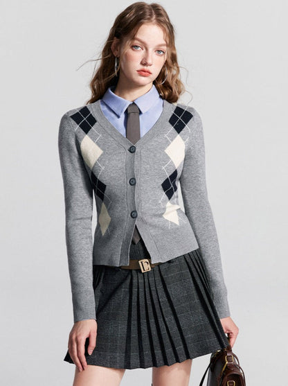 Retro Cardigan Slim Argyle
