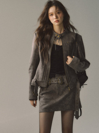 モードオークルのアシンメトリーベルトスカート