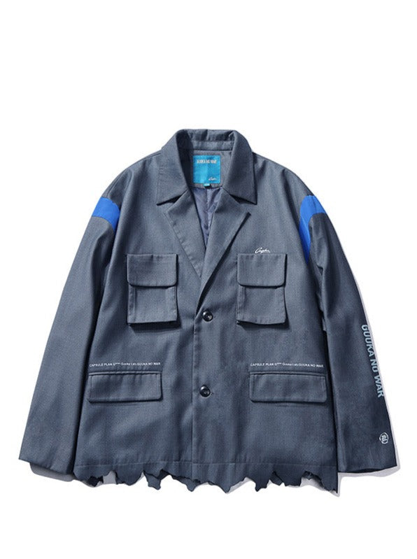 Gray Work Multi-pocket Loose Jacket