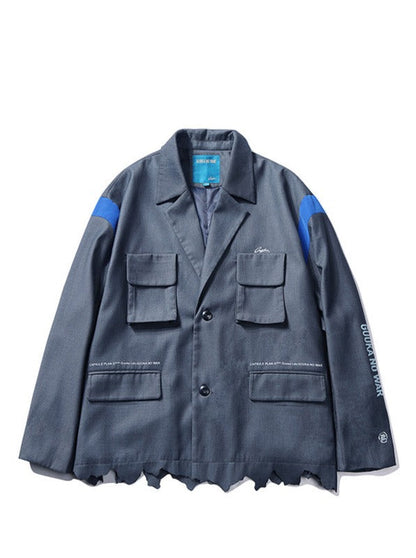 Gray Work Multi-pocket Loose Jacket