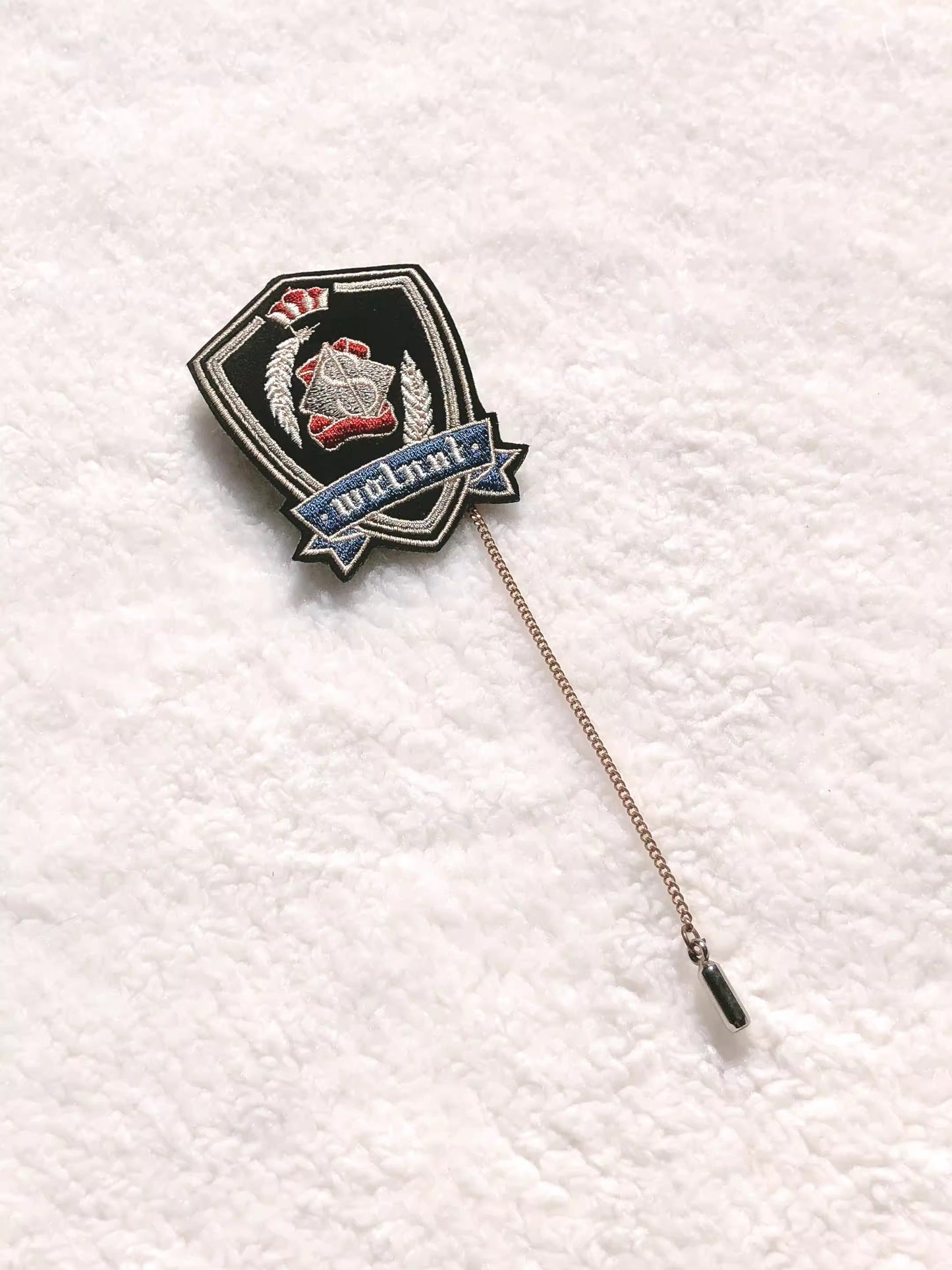 Stil Baskenmütze + Emblem Elegante Rüsche + College Chiffon Kleid + Bluse Krawatte Retro Cyan