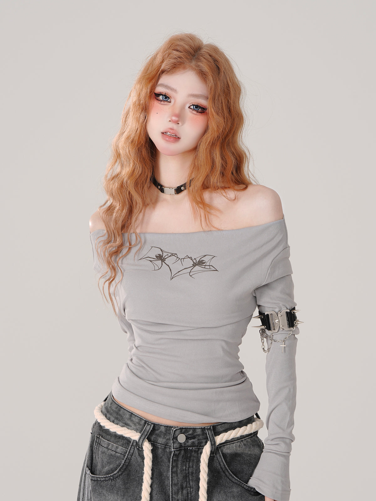 ショートトップス オフショルダー エンジェルタイツ