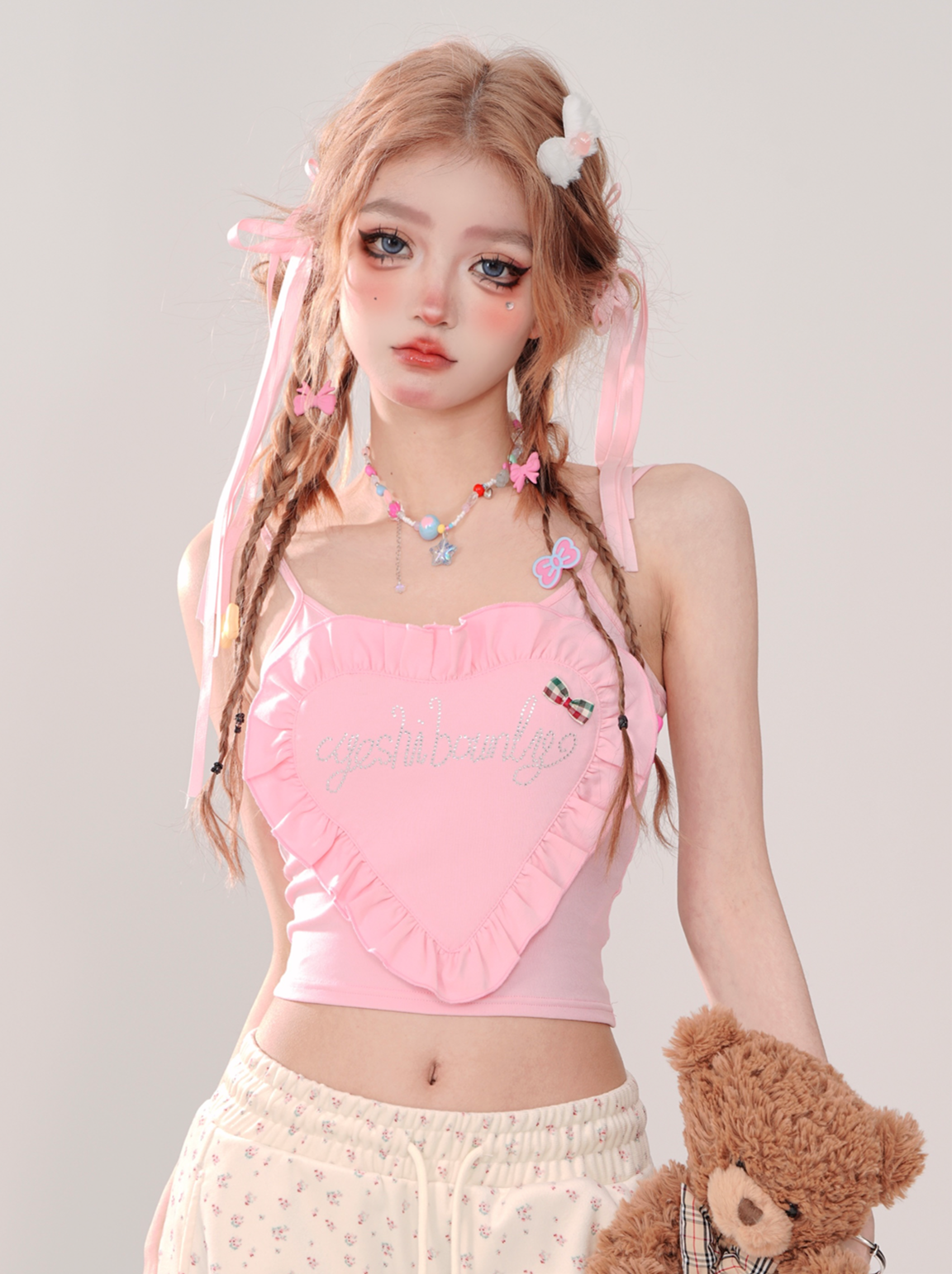 Schlanke Mädchen Kurze Tops Stil Hosenträger Fantasie