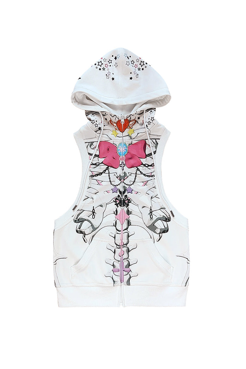 ベスト リボン スカル フード付き