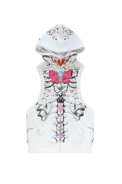 ベスト リボン スカル フード付き