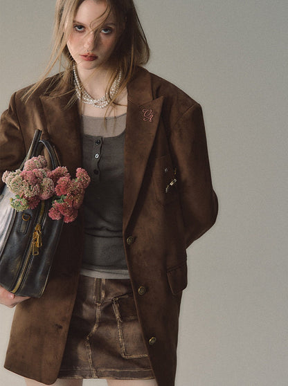 Velvet Suit Plus Imitation Suede Jacket