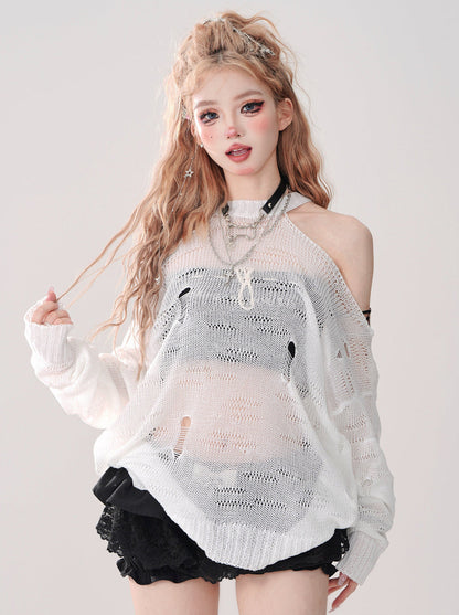 Spitzen-Shorts mit schwarzem Gürtel, romantischer Rock