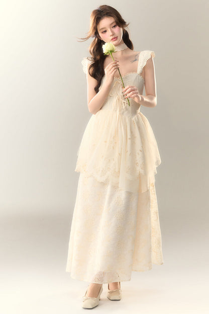 Stickereikleid Baumwolle Blume Weiß