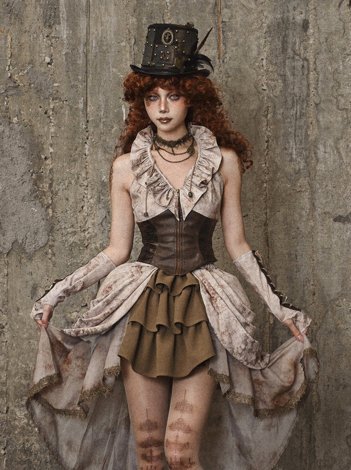 レッグブラウンレースアップウォーマー