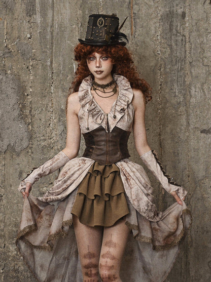 レッグブラウンレースアップウォーマー