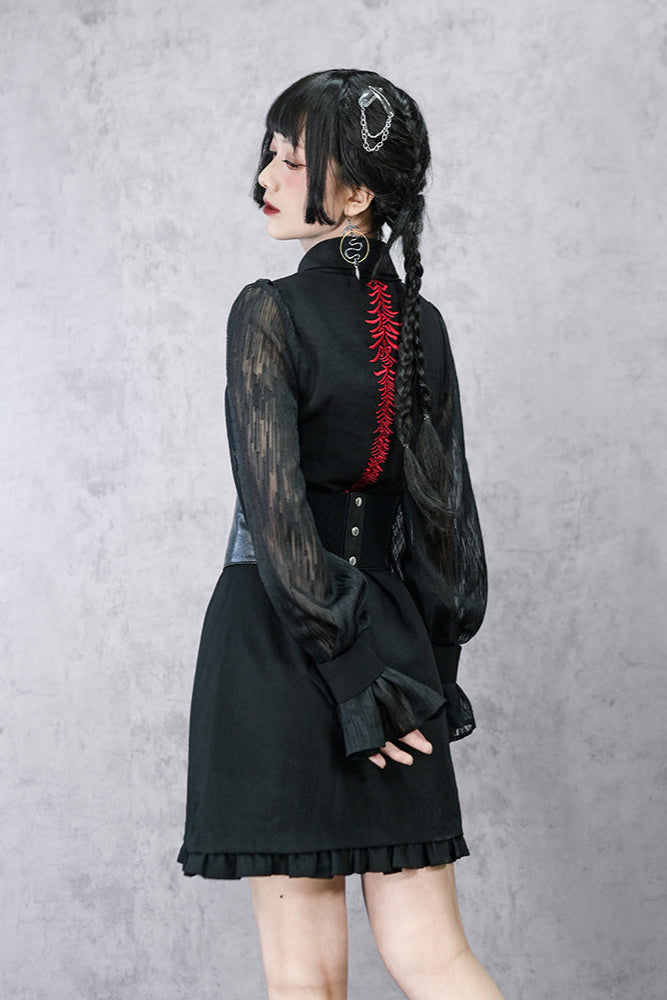 Kleid Laterne Chinesische Ärmel Durchsichtig