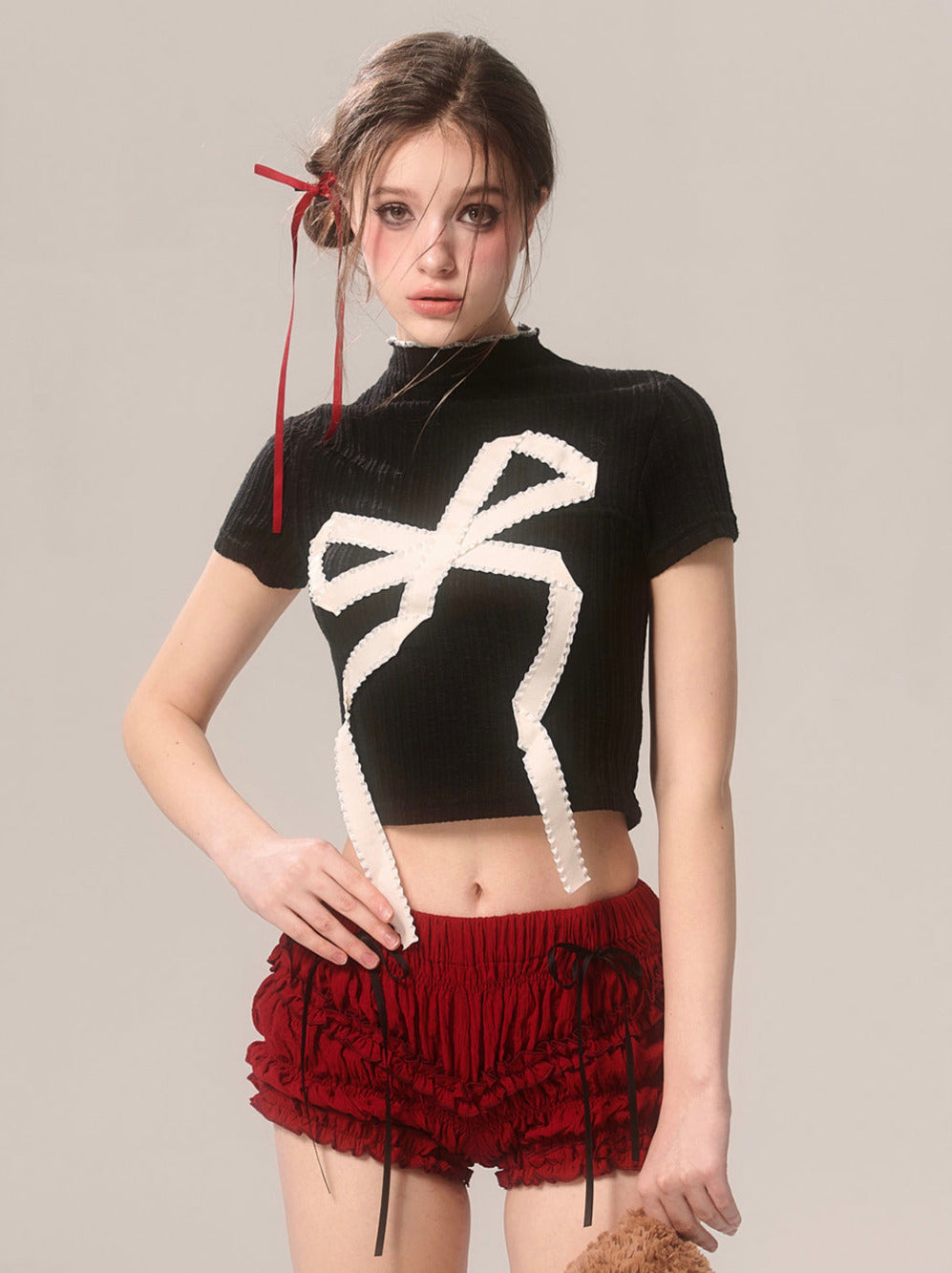 ネックスイートビッグショートアメリカンTシャツハイリボン