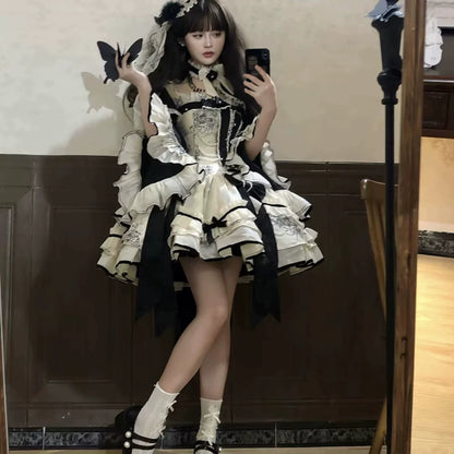 Short JSK cardigan package styled on model