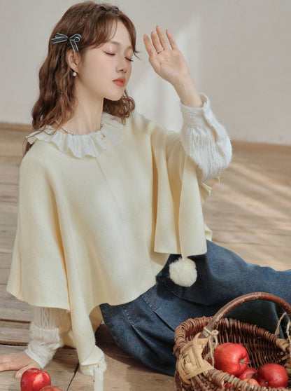 ファーケープ、マント、ポンポン