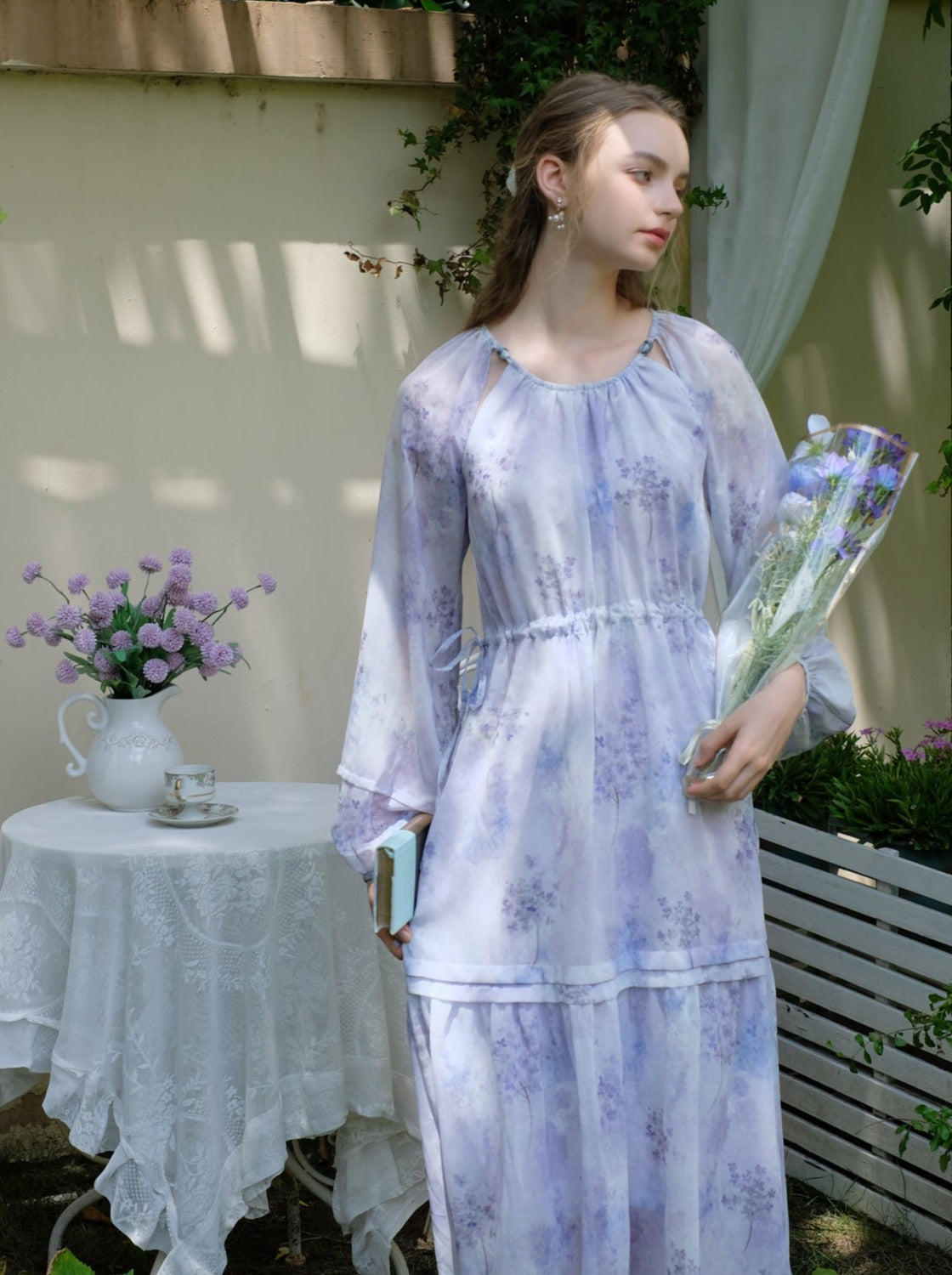 パープルドレス フレンチシフォン