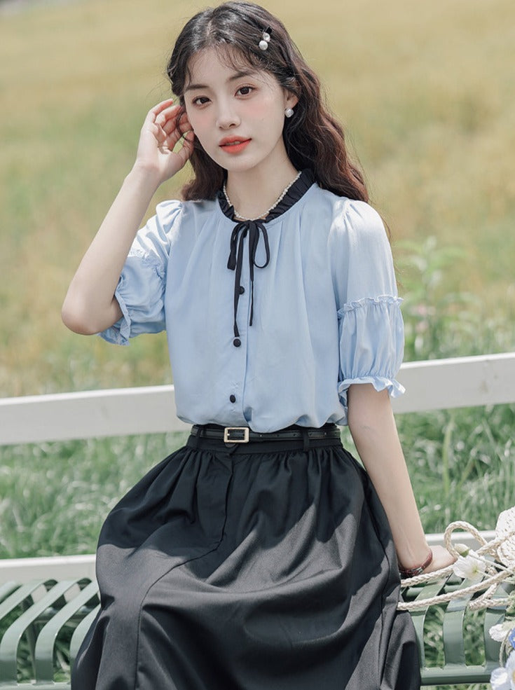 Lce Flared Long + Rock Shirt Retro Sommer Blau