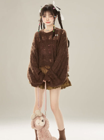 Brown Skirt Retro Corduroy