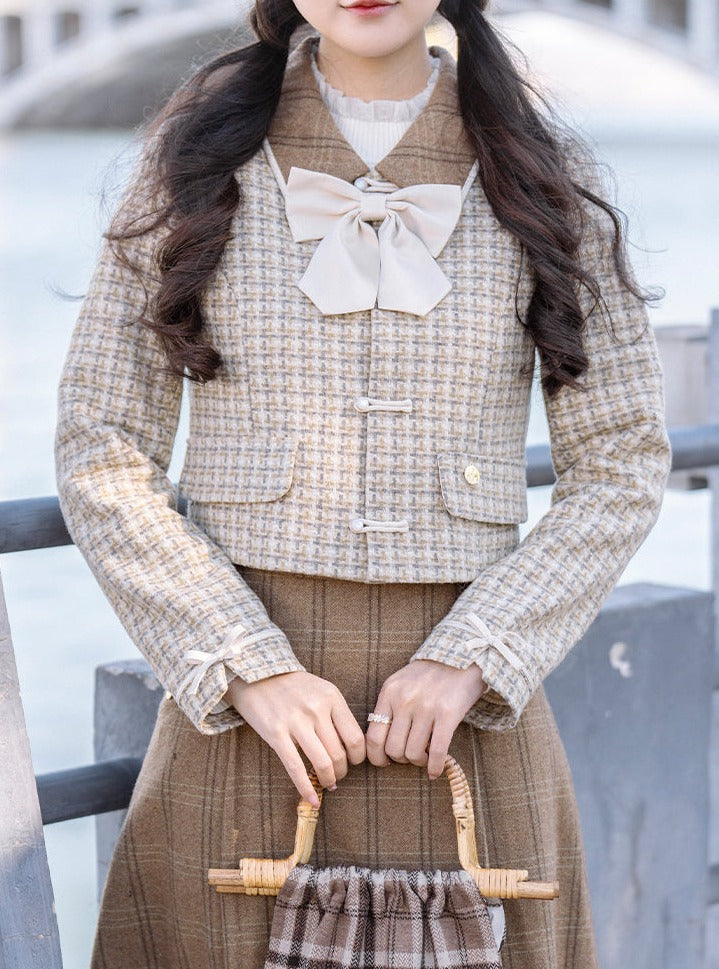 Retro Check + Blouse Flared Jacket + Girl Skirt
