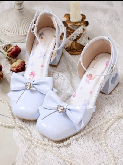 High Love Diamond Ribbon Heel Shoes Lolita