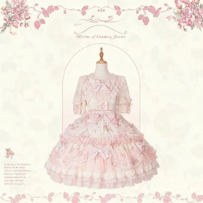 Angel Cat Blooming Wishes Vintage Lolita Dress – JSK & OP Original Design [Deposit]