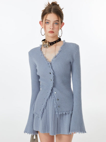 ブルースカート リブカーディガン アイストップ フレア