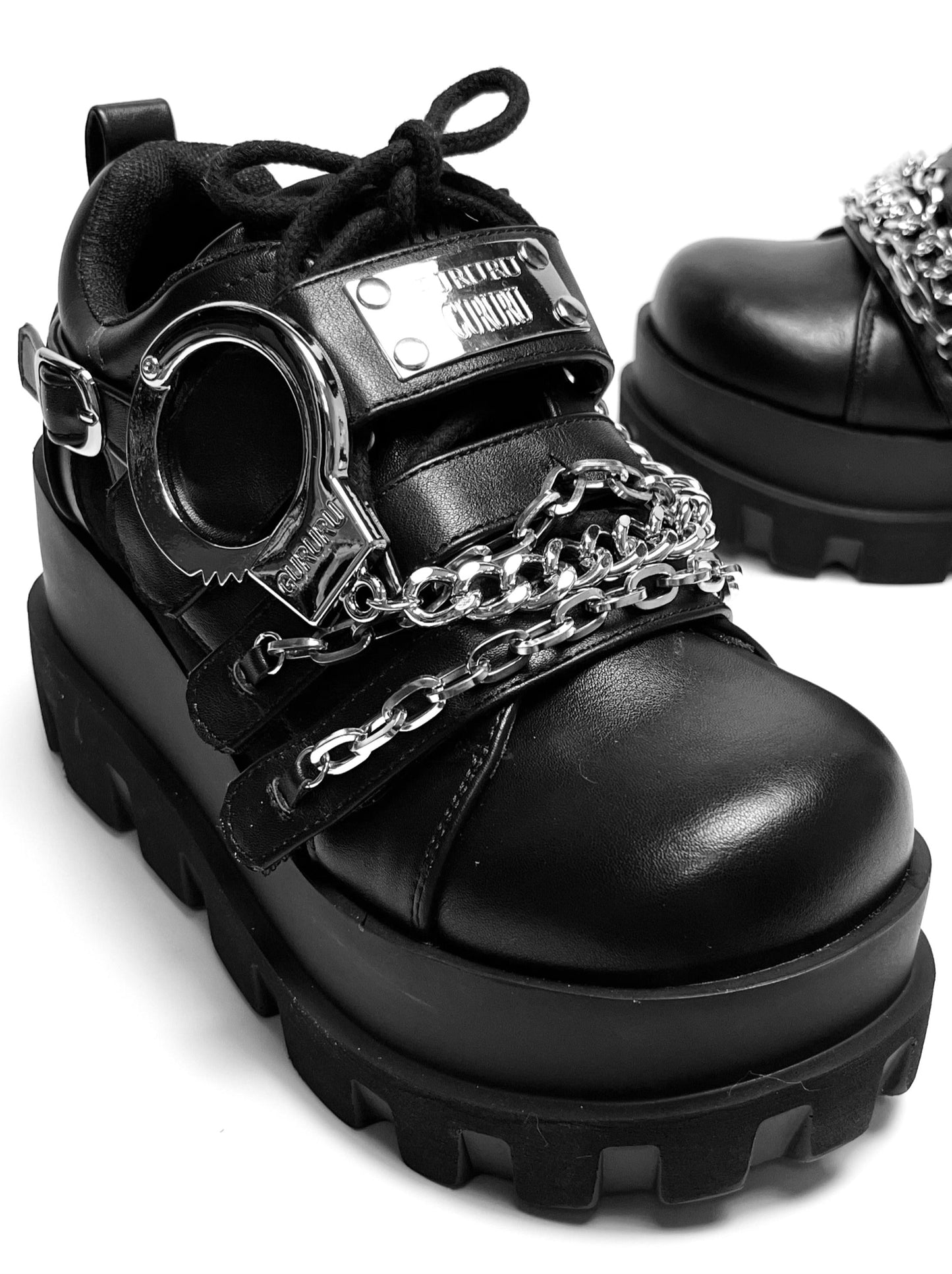シューズ カフ ハンド プラットフォーム メタル ダーク