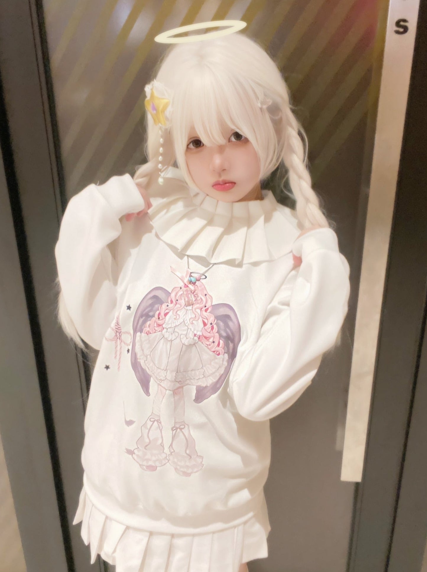 Neighborhood Animation Sweatshirt Illustration Girl Angel Ruffle