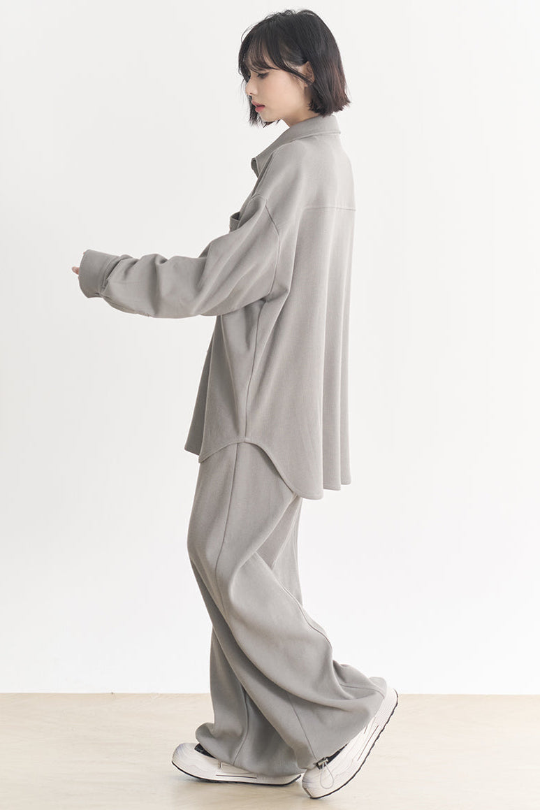 - Muse: Fall for wide Plain Suits sleeve Loose long Women's and Gravity Spring Casual pants shirts