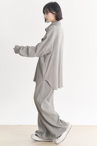 - Muse: Fall for wide Plain Suits sleeve Loose long Women's and Gravity Spring Casual pants shirts