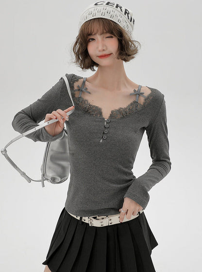 Ribbon Dzire Suspender Pure Lace Top Slim