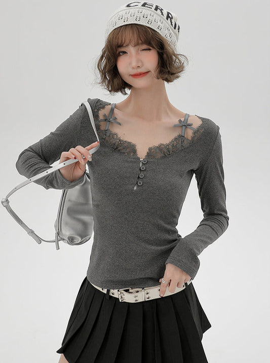 Ribbon Dzire Suspender Pure Lace Top Slim