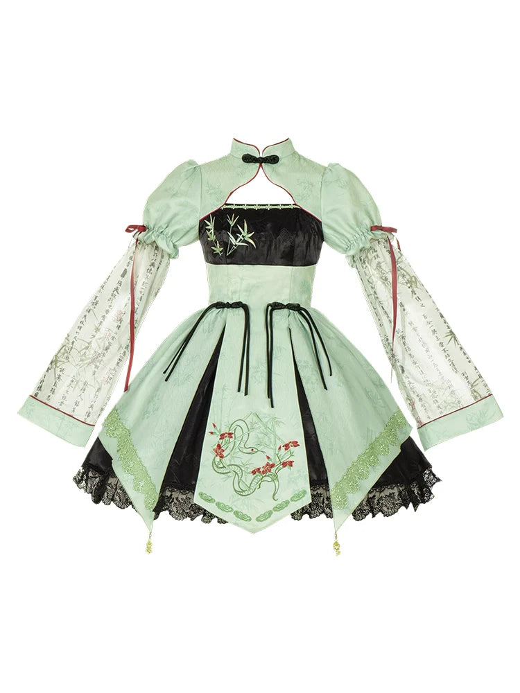 Print Big + Dress Apron Bow Short China