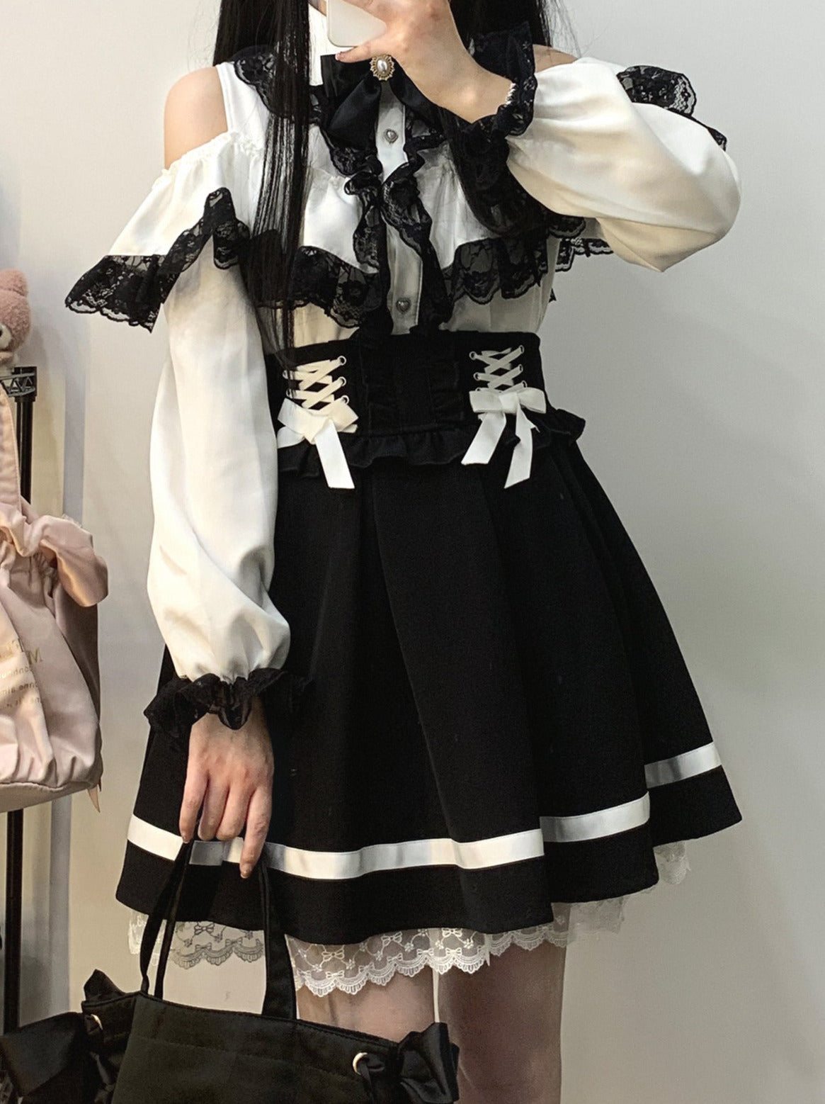 レースアップウエストフリルチュカート