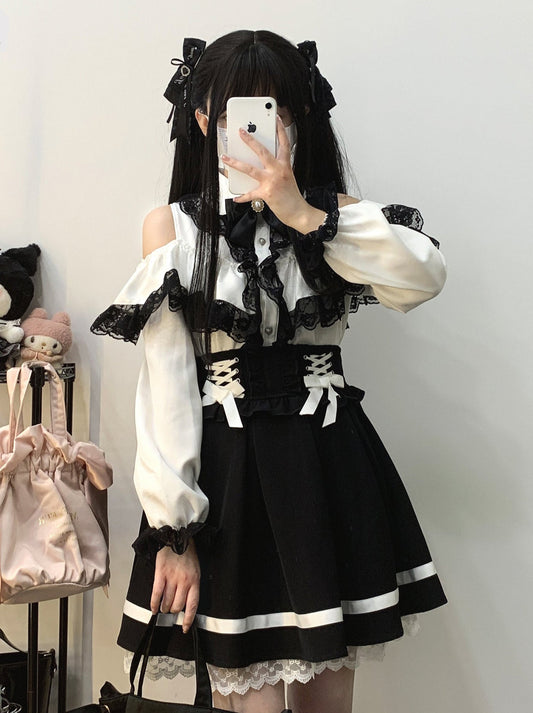 Schulterfreies Hemd mit Schleifenspitze