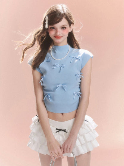 Kurzer Kragen Süßes Band Top Little