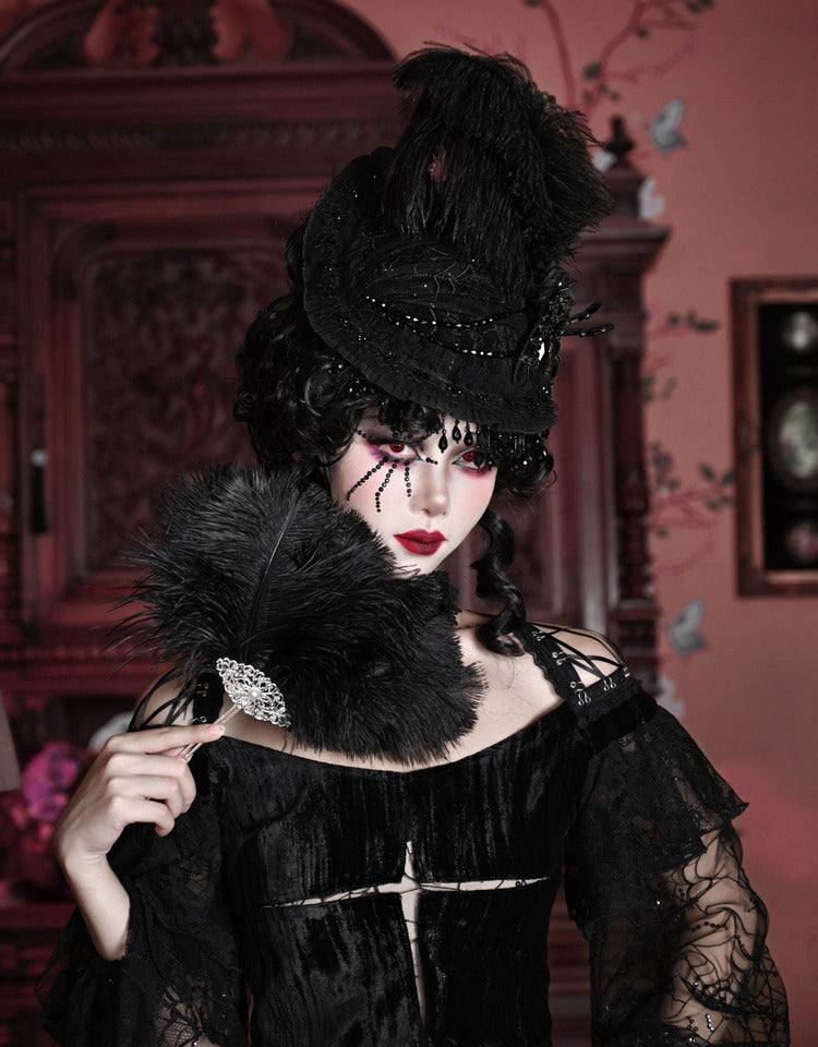 Flat Spider Lace Gothic Hat Coat Victoria