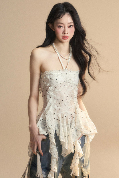 top Y2K lace One-shoulder