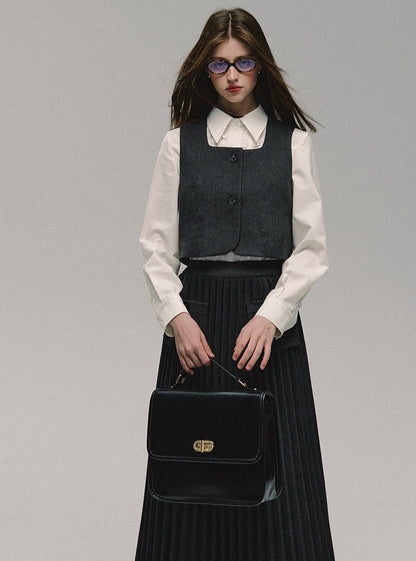 Grauer College-Langer Rock Best Bethi Barka Plissee