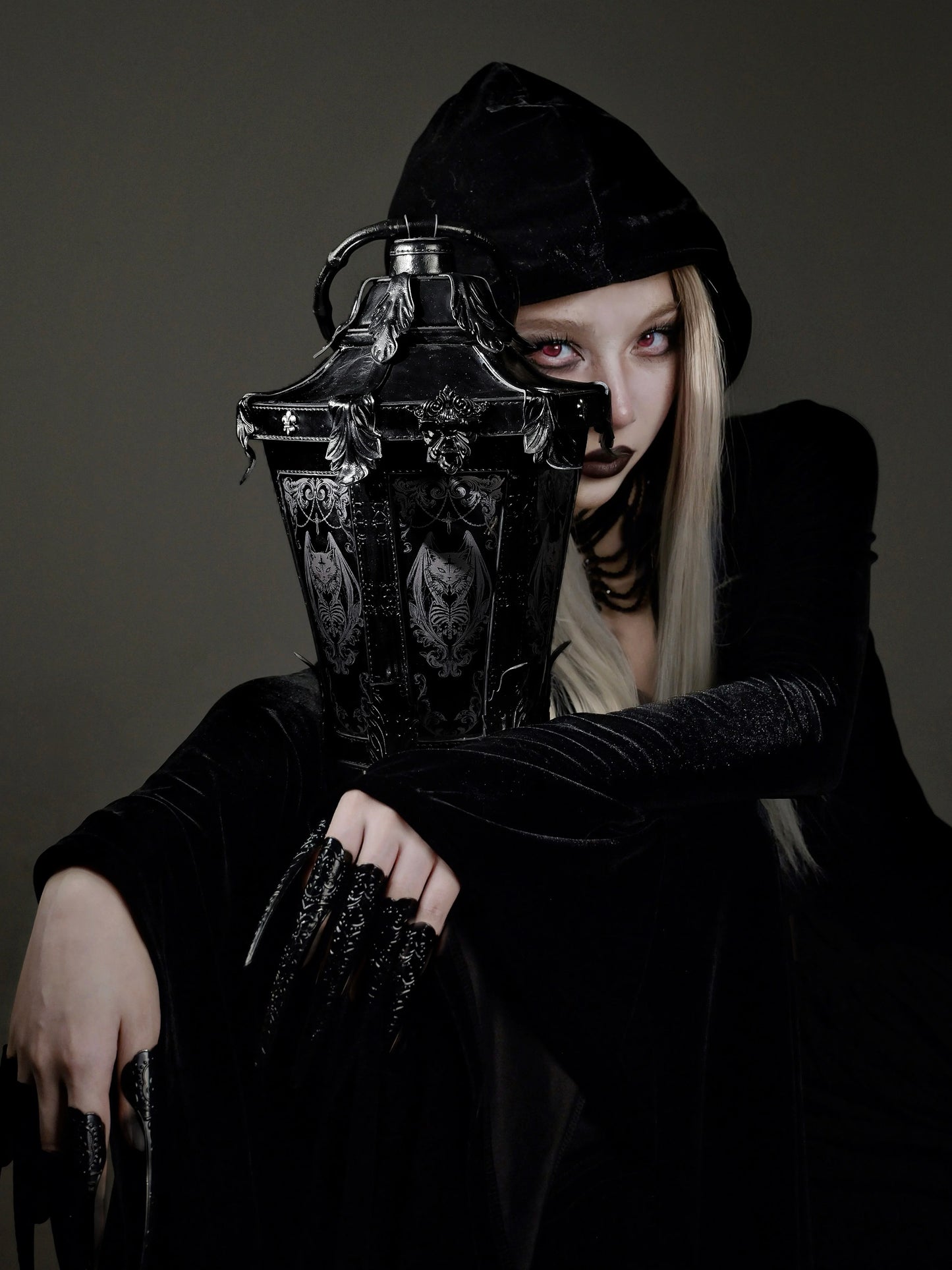 Black Victorian Lantern Purse - Gothic Lolita Bag by RubyWax