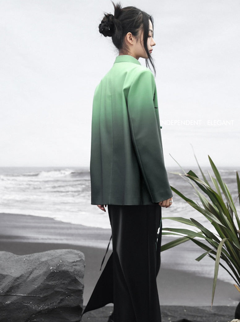 ダークチャイナグラデーションジャケットグリーン
