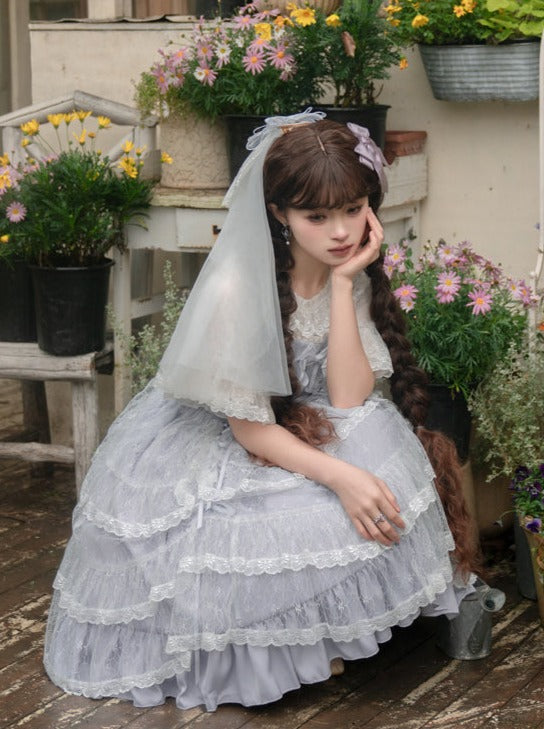 シフォンロリータサスペンダートップブルースカートガーリー+サマー