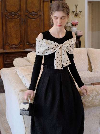 ロングスカート ブラウンボブトップ ドットクイーン+シュガー