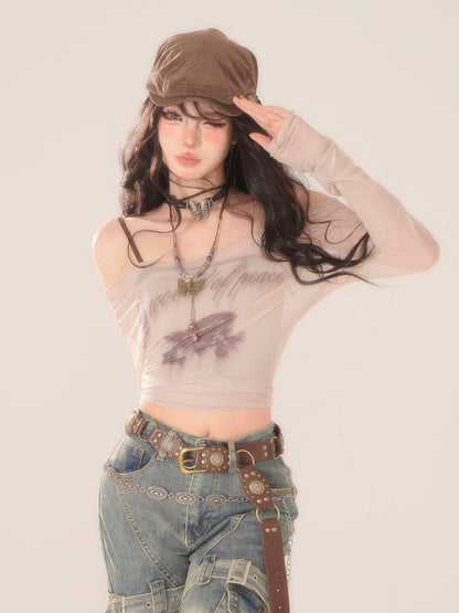 Off-shoulder Y2K Mode Tops