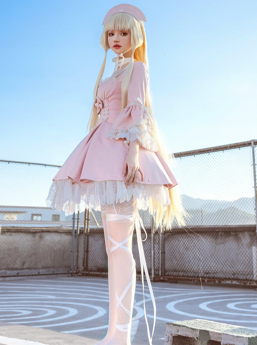 Sweet Girly Frill Dress + Hat