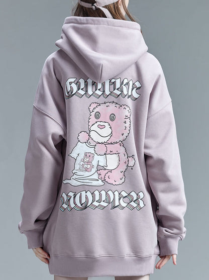 Hoodie Velvet Bear Logo American Pink Bag