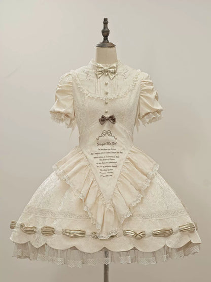 Dream Poem Sweet Classic Lolita OP Dress with Apron Two-Piece