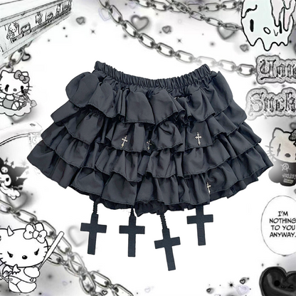 Y2K Subculture Niche Cross Fluffy Cake Skirt